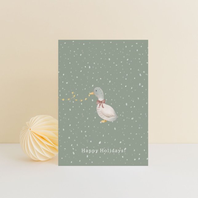 Merry Christmas Happy Holidays Duck Card Postkarte (Von Creator hochgeladen)
