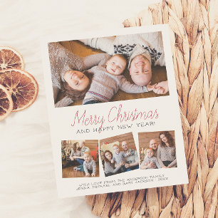 Merry Christmas & Happy New Year 4 Photos Collage Postkarte