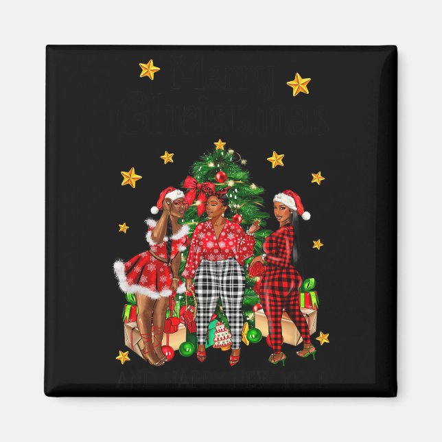 Merry Christmas Happy New Year African American Bl Magnet (Vorne)