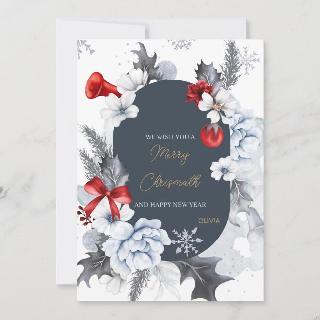 Merry Christmas happy new year card Dankeskarte (Vorderseite)