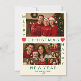 Merry Christmas Happy New Year Family Card Feiertagskarte