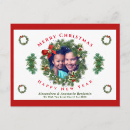 Merry Christmas Happy New Year Family Photo Custom Feiertagspostkarte