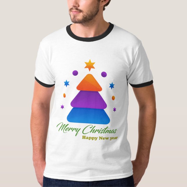 Merry Christmas Happy New Year Men’s Ringer T-Shir T-Shirt (Vorderseite)
