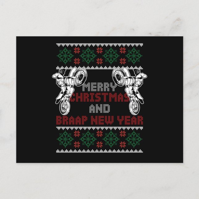 Merry Christmas Happy New Year Motocross Bike Gift Postkarte (Vorderseite)