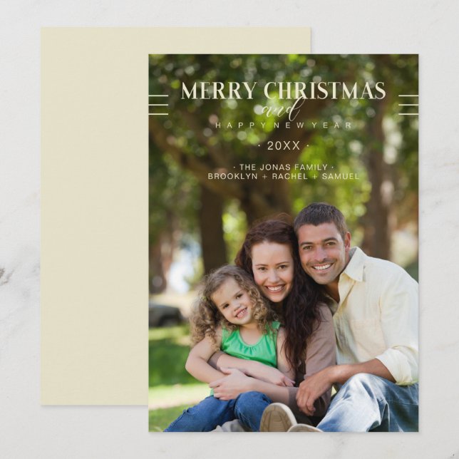Merry Christmas Happy New Year Script Custom Photo (Vorne/Hinten)