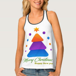 Merry Christmas Happy New Year Women’s Racerback T Tanktop