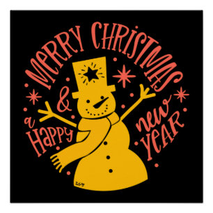 MERRY CHRISTMAS & HAPPY NEWYEAR Weihnachten Poster
