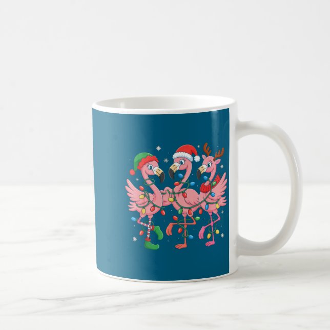 Merry Christmas Hat Santa Flamingo Light Christmas Kaffeetasse (Rechts)