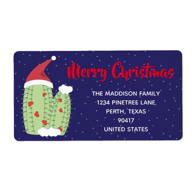 Merry Christmas Holiday Cacti Cactus Address Label (Vorne)
