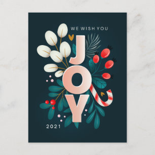 MERRY CHRISTMAS   Holiday Joy Floral Postcard Postkarte