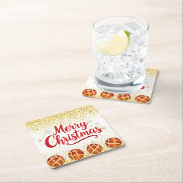 Merry Christmas Holiday Party Glitter Rechteckiger Pappuntersetzer