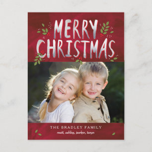 Merry Christmas Holiday Photo Card Postcard Feiertagspostkarte