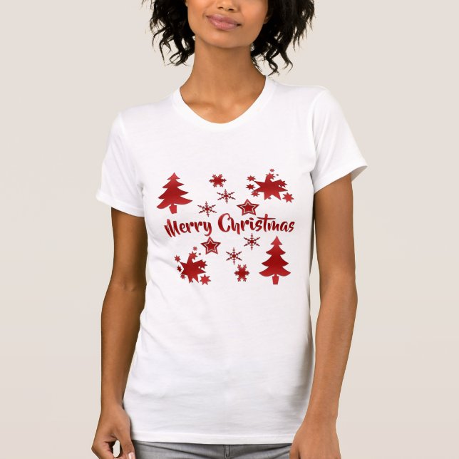 Merry Christmas, Holiday Red Design, T-Shirt (Vorderseite)
