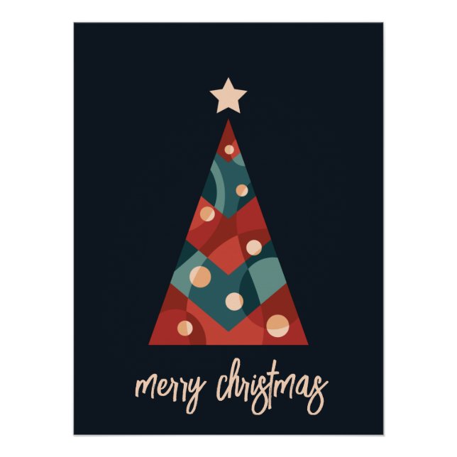 Merry Christmas holiday seasonal art xmas tree  Poster (Vorderseite)