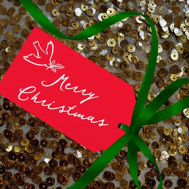 MERRY CHRISTMAS Holiday Simple Dove CUSTOM Geschenkanhänger (MERRY CHRISTMAS Holiday Simple Dove Hand-Drawn Minimalist CUSTOM TO FROM Gift Tags
)