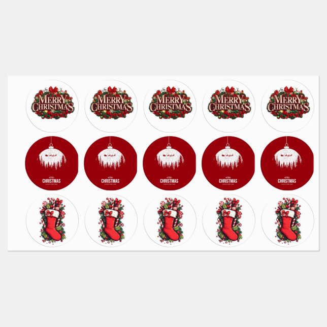Merry Christmas Holiday Stickers Etiketten (Blatt)