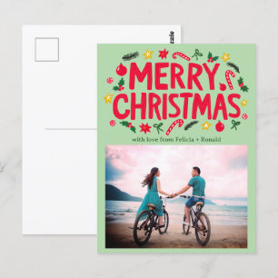 MERRY CHRISTMAS Holiday Xmas CUSTOM FOTO Postkarte