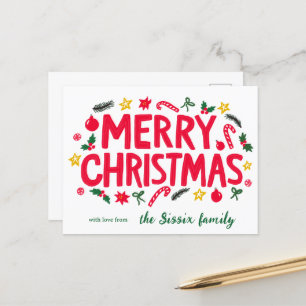 MERRY CHRISTMAS Holiday Xmas CUSTOM Postkarte