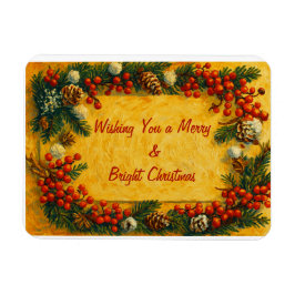 Merry Christmas Holly Magnet