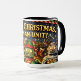 Merry Christmas human unit funny robot holiday to  Tasse