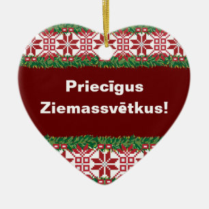 Merry Christmas I Priecīgus Ziemassvētkus Keramik Ornament