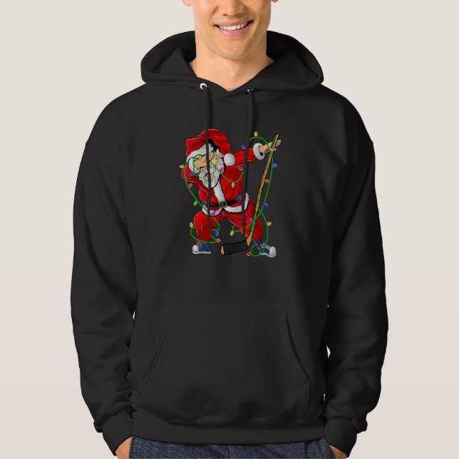 Merry Christmas Ice Hockey Dabbing Santa Claus Hoc Hoodie (Vorderseite)