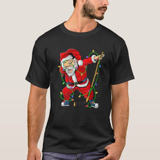 Merry Christmas Ice Hockey Dabbing Santa Claus Hoc T-Shirt (Vorderseite)