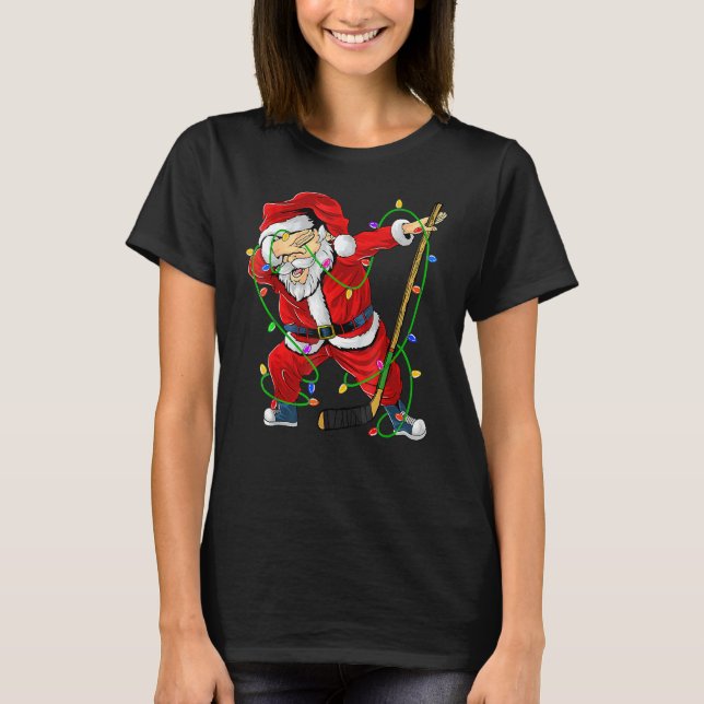 Merry Christmas Ice Hockey Dabbing Santa Claus Hoc T-Shirt (Vorderseite)