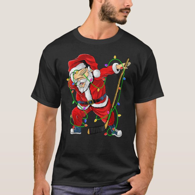 Merry Christmas Ice Hockey Dabbing Santa Claus Hoc T-Shirt (Vorderseite)