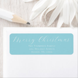 Merry Christmas Icy Blue Return Address Label