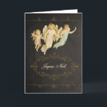 Merry Christmas in French, frohe Weihnachten, Feiertagskarte<br><div class="desc">Übersetzung: "Merry Christmas" in French This stylish and trendy (chalkboard effect) Christmas card feature vintage angels (courtesy Graphicfairy) Vintage inspired grungy chalkboard with eroded text and swirls. You can edit inside card. Custom requests welcome.</div>