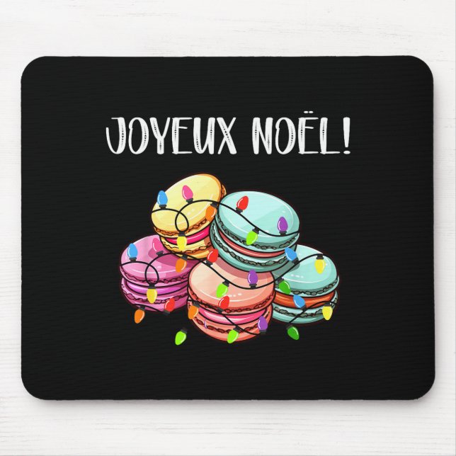 Merry Christmas In French _ Macarons Joyeux Noel  Mousepad (Vorne)
