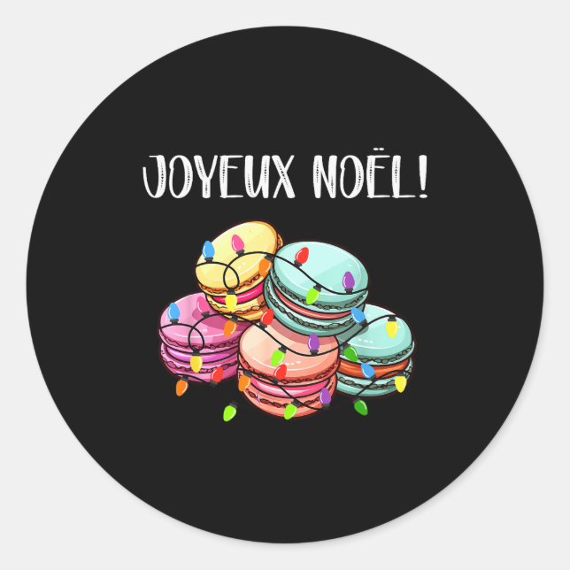 Merry Christmas In French _ Macarons Joyeux Noel  Runder Aufkleber (Vorderseite)