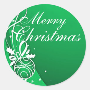 MERRY CHRISTMAS in GREEN von SHARON SHARPE Runder Aufkleber