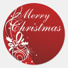 MERRY CHRISTMAS in RED by SHARON SHARPE Runder Aufkleber