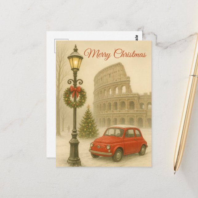 Merry Christmas in Rome – Holiday Art Gift  Postkarte (Vorderseite/Rückseite Beispiel)