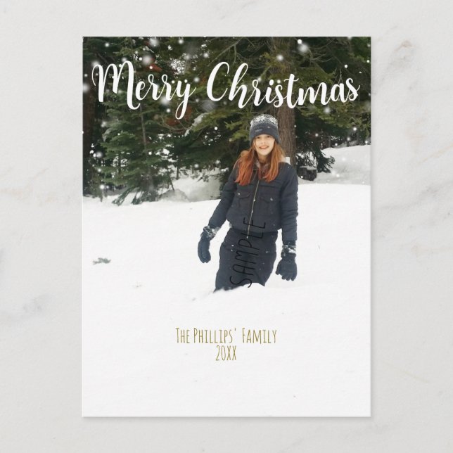 MERRY CHRISTMAS Individuelles Foto vom weißen Typ Feiertagspostkarte (Vorderseite)