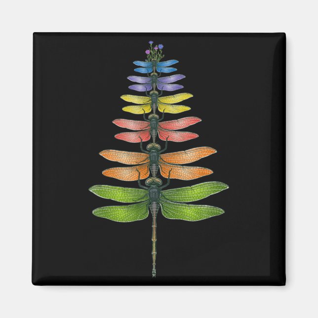 Merry Christmas Insect Dragonfly Xmas Tree  Magnet (Vorne)