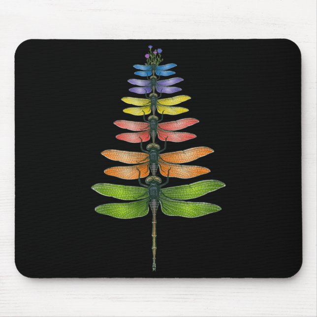 Merry Christmas Insect Dragonfly Xmas Tree  Mousepad (Vorne)
