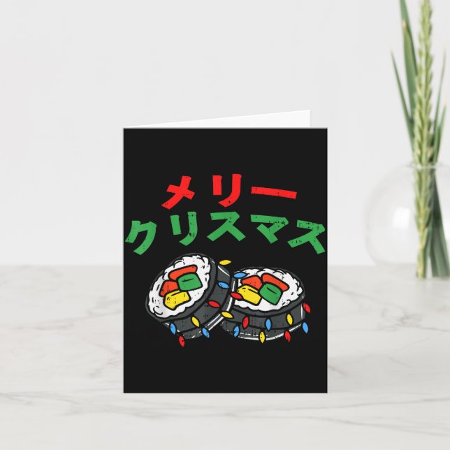 Merry Christmas Japanese Shirt Japan Sushi Meri Ku Karte (Vorderseite)