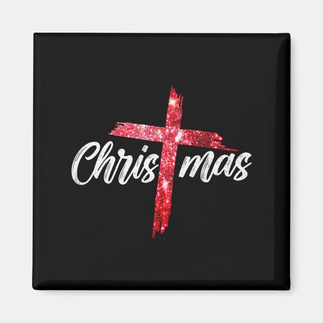 Merry Christmas Jesus Christian Cross Xmas Pajamas Magnet (Vorne)