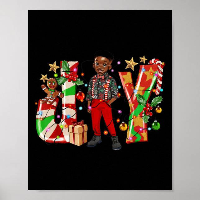 Merry Christmas Joy Afro Black Boy African America Poster (Vorne)