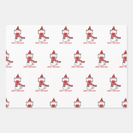 MERRY CHRISTMAS KATZEN MIT MASKS GIFT WRAP GESCHENKPAPIER SET