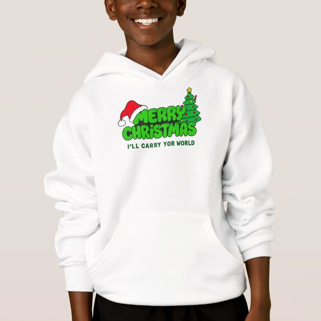 Merry Christmas Kids – Santa & Tree Hoodie (Vorderseite)