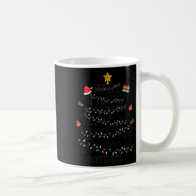 Merry Christmas Kiss My Happy Hanukkah Funny Xmas  Kaffeetasse (Rechts)