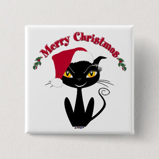 Merry Christmas Kitty Cat Button