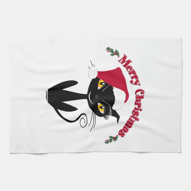 Merry Christmas Kitty Cat Handtuch (Horizontal)
