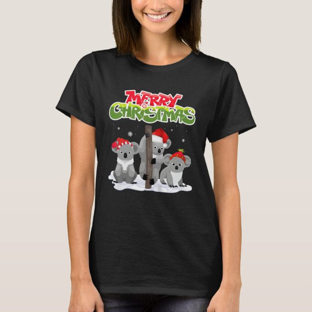 Merry Christmas Koala Santa Hat  Holiday Party Xma T-Shirt (Vorderseite)