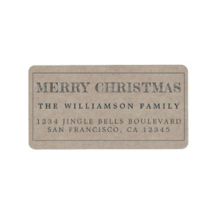 Merry Christmas Kraft Paper Rücksendeadresse Adressaufkleber