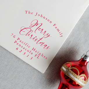 MERRY CHRISTMAS Kurvformatierter Name und Adresse Permastempel